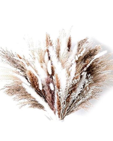 Natural Elegance: 80-Piece Dried Pampas Grass Arrangement for Effortless Home Styling