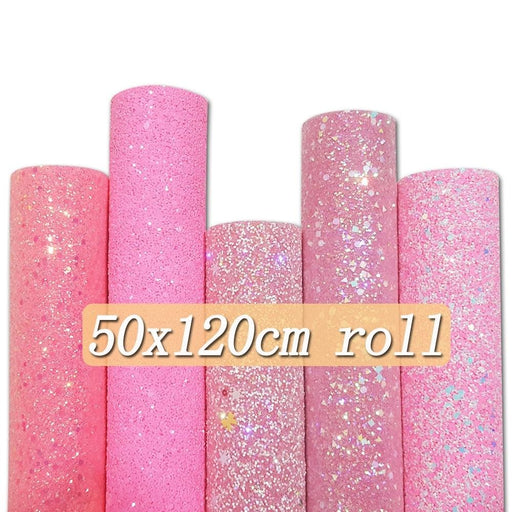 Rose Pink Chunky Glitter Fabric Roll - Versatile Crafting Material for Handbags and Hair Accessories