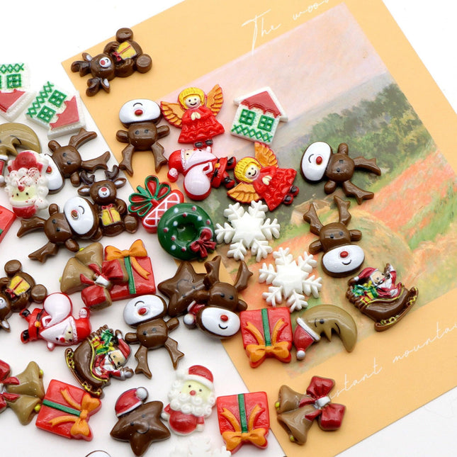 Festive Spirit Flatback Cabochon Crafting Kit - 50-Piece Holiday Collection