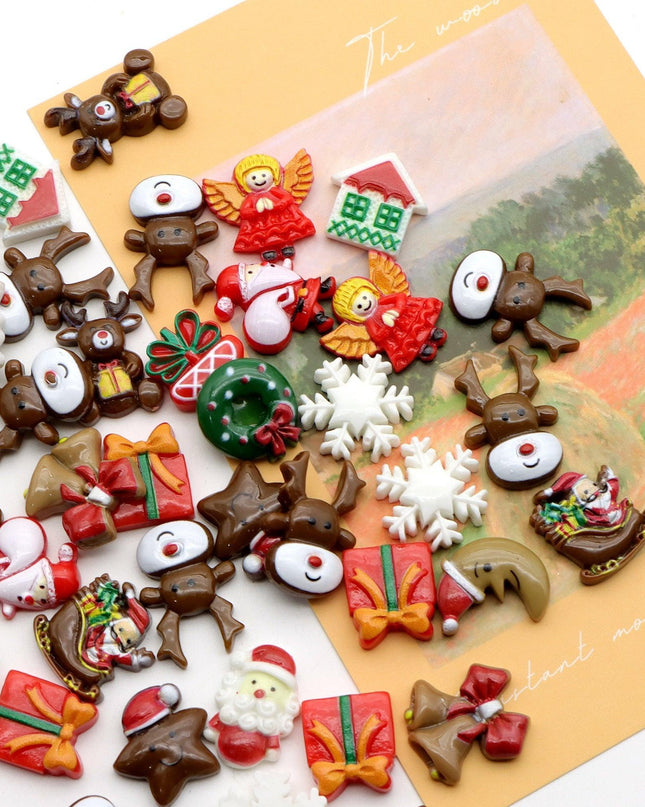 Festive Spirit Flatback Cabochon Crafting Kit - 50-Piece Holiday Collection