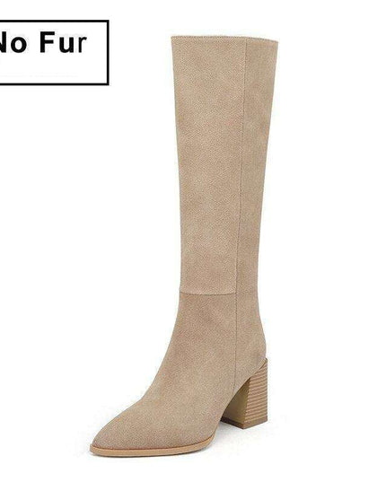 Sleek Sophistication: Women’s Premium Leather Knee-High Heeled Boots for Effortless Style