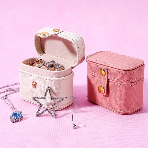 Elegant Mini Leather Jewelry Box with Ring and Earring Organization