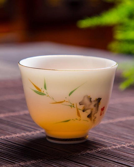 Luxurious Suet Jade Ceramic Teacup Set for a Refined Tea Experience