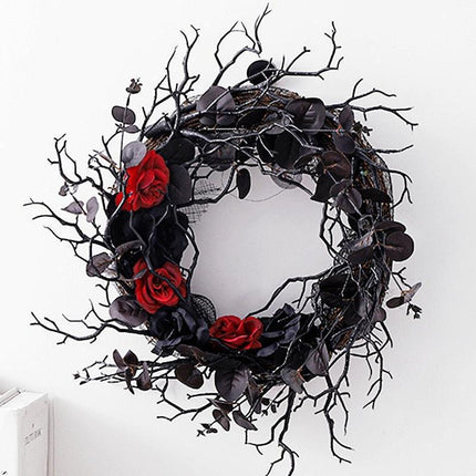 Ethereal Rose & Twisted Branch Wreath - Elegant Halloween Decor & Thoughtful Gift