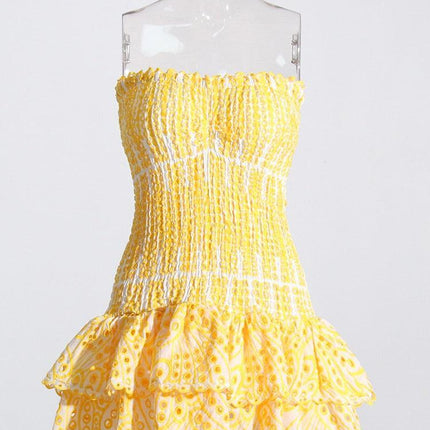 Chic Off-Shoulder Mini Dress with Flirty Layered Hem