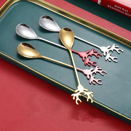 Santa's Joyful Holiday Silverware Duo - Cheerful Spoon and Fork Set for Festive Feasts