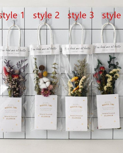 Elegant Dried Floral Arrangement in Trendy Tote Bag