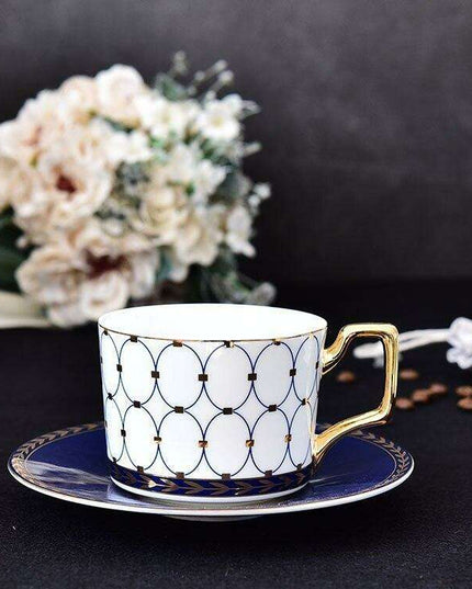 Luxurious Gold-Handled Ceramic Tea & Coffee Cup Collection