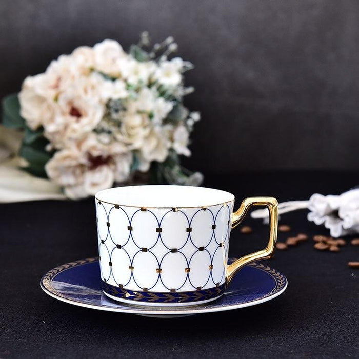 Luxurious Ceramic Tea & Coffee Cup Set with Gold Handle