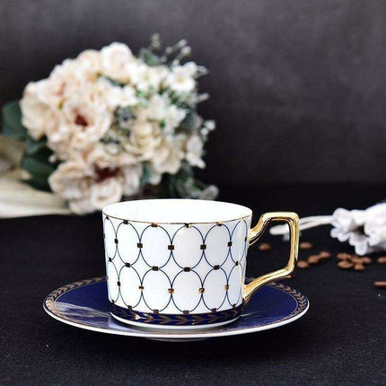 Elegant Gold-Accented Ceramic Tea and Coffee Cup Set