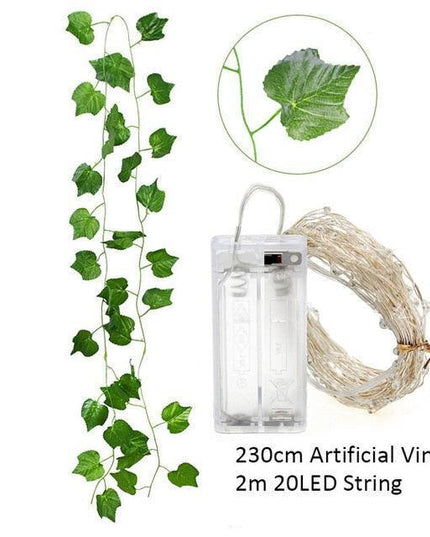 Ethereal Vine Wonderland: Premium Faux Rattan Garland with LED Illuminated Leaves