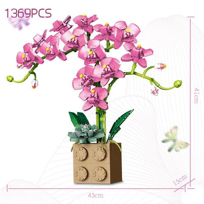 Blue Orchid Blooming Building Set for Romantic Home Decor