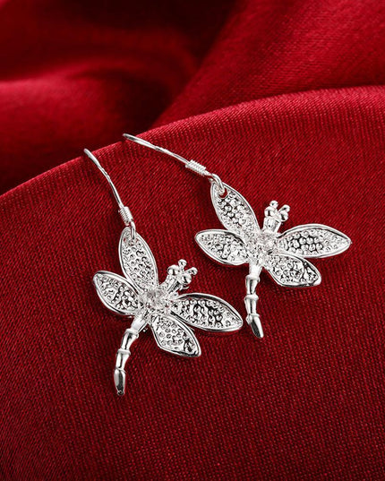Nature's Elegance Dragonfly Crystal Silver Jewelry Set