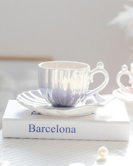 Chic Pearl Shell Ceramic Mugs: Elevate Your Sipping Experience