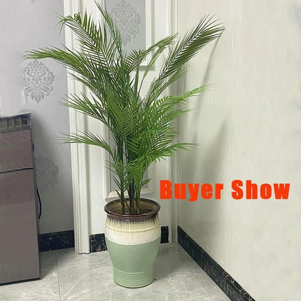 Lush Oasis 96cm Faux Palm Tree with Monstera Leaves - Chic Indoor Decor