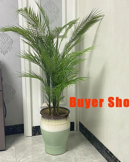 Lush Oasis 96cm Faux Palm Tree with Monstera Leaves - Chic Indoor Decor