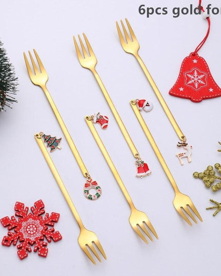 Festive Joy Stainless Steel Cutlery Set - Delightful Tableware for Holiday Celebrations
