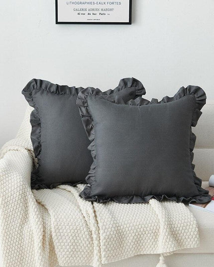 Chic Ruffle Reversible Pillow Cover Set - Stylish White, Pink, and Gray - 45x45cm