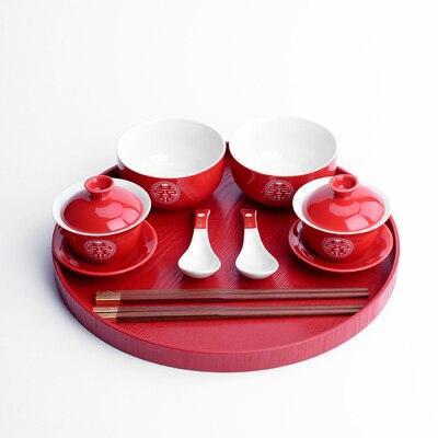 Elegant Red Ceramic Chinese Wedding Tea Ceremony Set - Exquisite Teapot and Teacups for Memorable Celebrations