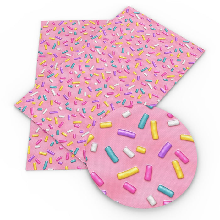 Cake Candy Patterned Faux Leather Fabric Set for Crafting Accessories
