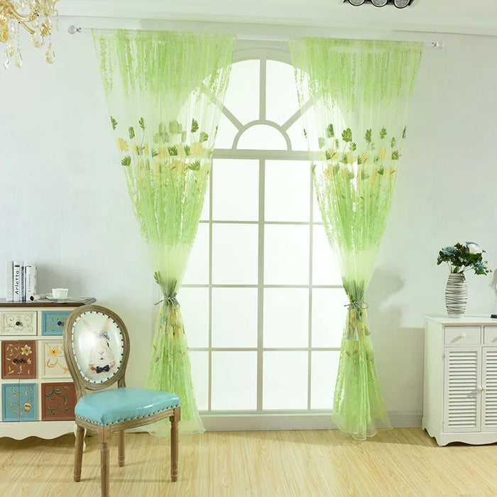 Elegant Floral Sheer Privacy Curtain - Child's Room Decor Accent