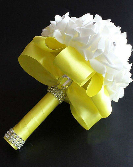 Glamorous Rhinestone-Embellished Silk Rose Wedding Bouquet