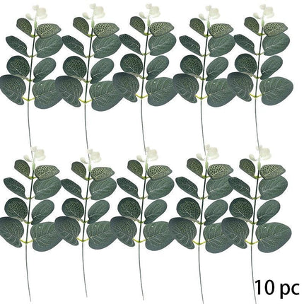 Set of 10 Realistic Eucalyptus Leaf Stems - Perfect for Home and Wedding Decor