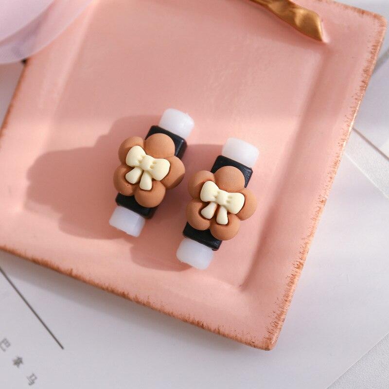 2pc Milk Coffee Color Data Cable Protective Sleeve Cute Cartoon Mobile Phone Charging Cable Anti-break Protector Headphone Cable-0-Très Elite-No.1-Très Elite