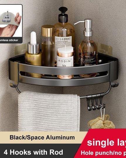Aluminum Corner Shelf Rack with Versatile Dual Installation Options