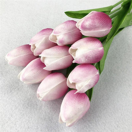 Elegant 10-Piece Lifelike Faux Tulip Bouquet - Real Touch Flower Set