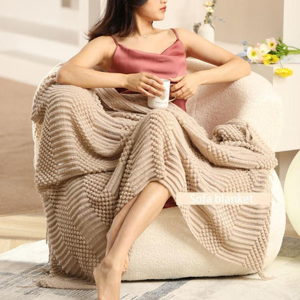 Chic Nordic Knitted Throw Blanket with Stylish Tassels - Essential Cozy Piece for Elegant Interiors