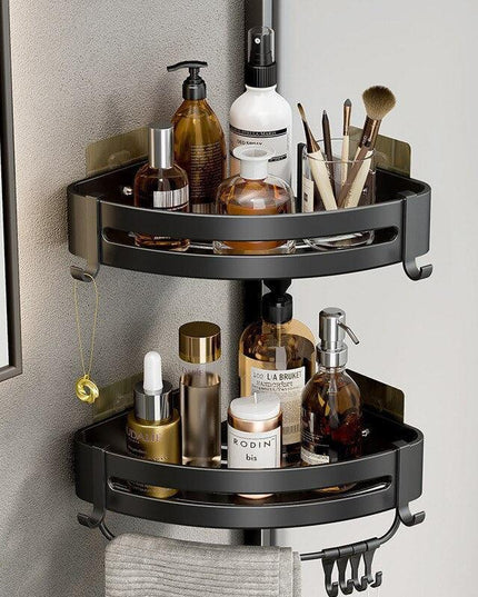 Stylish No-Drill Aluminum Corner Shelf for Easy Installation