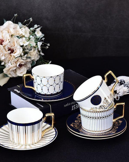 Luxurious Gold-Handled Ceramic Tea & Coffee Cup Collection