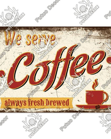 Retro Coffee Metal Sign - Chic Wall Decor for Kitchen, Cafe, or Bar