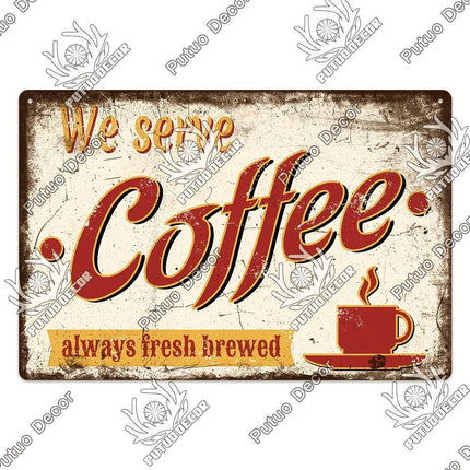 Retro Coffee Shop Metal Sign - Nostalgic Wall Art for Home Décor and Gifting