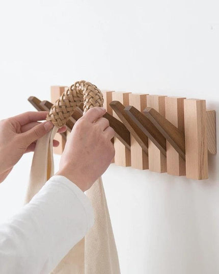 Elegant Beech Wood Wall-Mounted Coat Rack with Sandalwood Accents