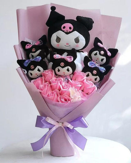 Sanrio Character Plush Doll Bouquet - Cute My Melody, Kuromi, Cinnamoroll & Kt Cat Gift Set