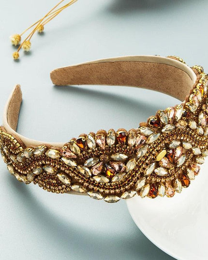 Opulent Botanica Baroque Crystal-Embellished Headband with Floral Glass Accents