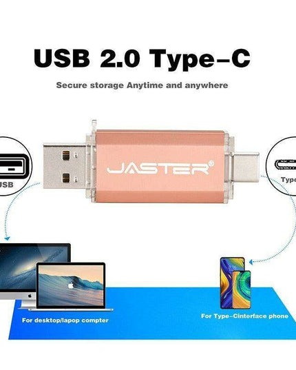 Premium 2-in-1 Type-C USB Flash Drive - Golden Metal Design with High-Speed Data Transfer and Enhanced Security
