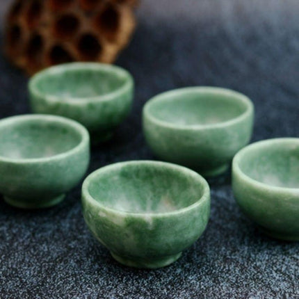 Exquisite Hand-Carved Green Jade Kung Fu Tea Cup Set - 25ml Premium Drinkware Collection