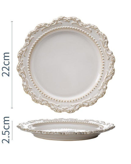 Baroque Elegance Ceramic Dining Plate Set - Elevate Your Table Experience