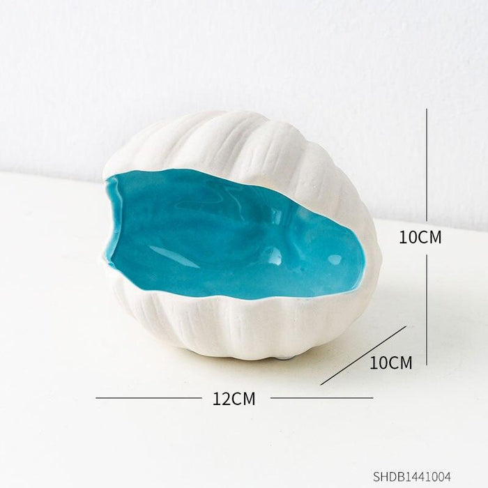 Coastal Ceramic Sea Shell Decor Set with Mediterranean Flair