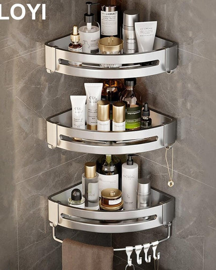 Aluminum Corner Shelf Rack with Versatile Dual Installation Options