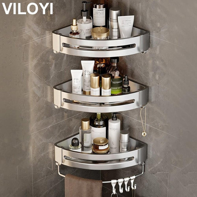 Aluminum Corner Shelf Rack with Versatile Dual Installation Options