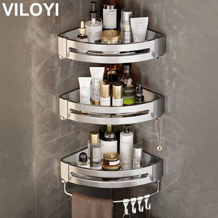 Aluminum Bathroom Storage Solution with Rust-Proof Large Capacity Corners