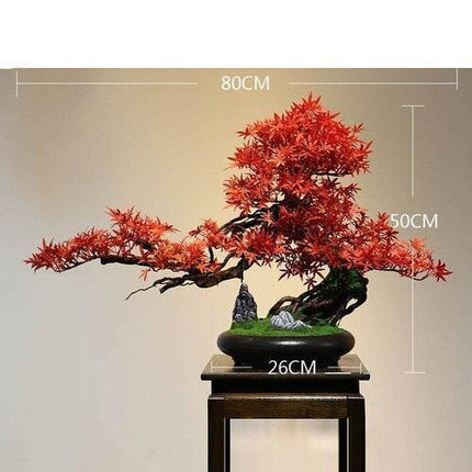 Stunning Lifelike Red Maple Bonsai Tree - Exquisite Desk Ornament