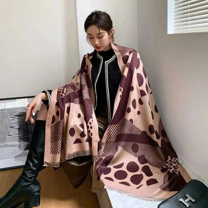 Elegant Korean Double-Sided Cashmere & Acrylic Winter Scarf for Women