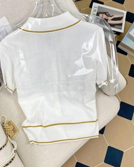 Whimsical Vintage Cartoon Knit Sweater with Embroidered Lapel