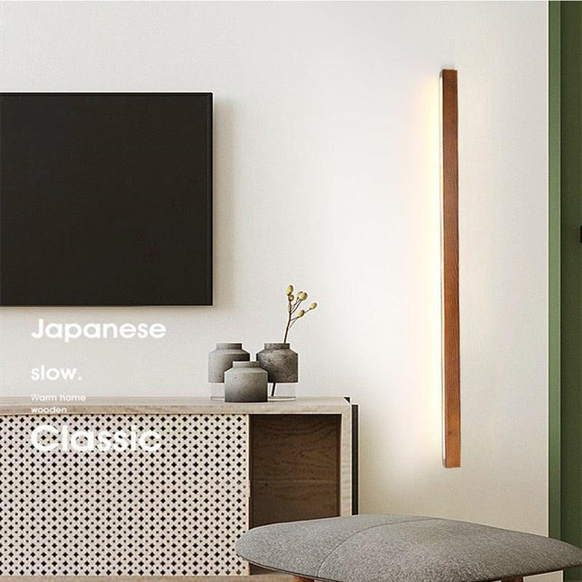 Elegant Walnut Wood LED Wall Sconce with Dual-Tone Ambiance