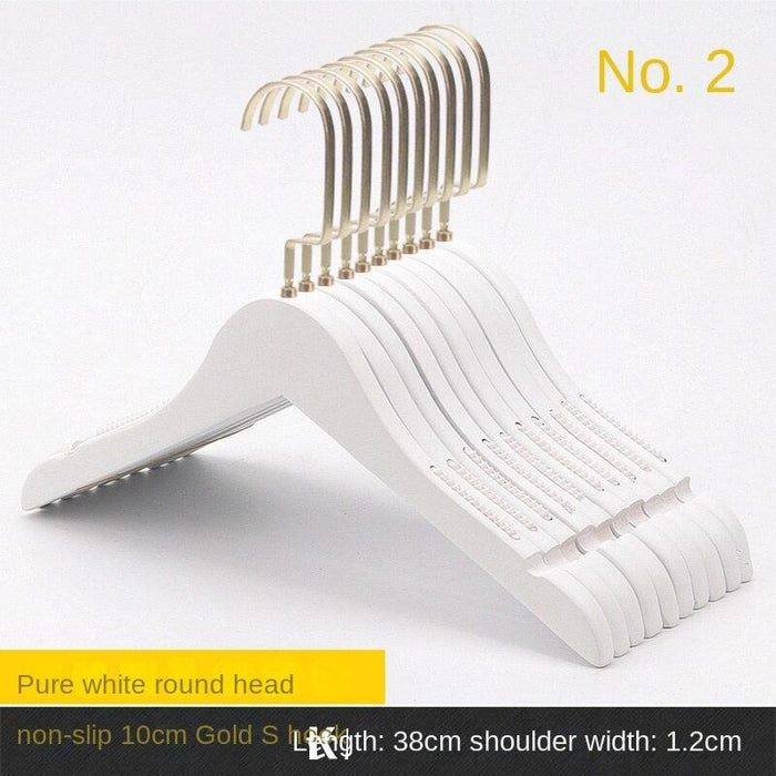 5-Pack White Wooden Hangers with Gold Hooks for Chic Closet Organization